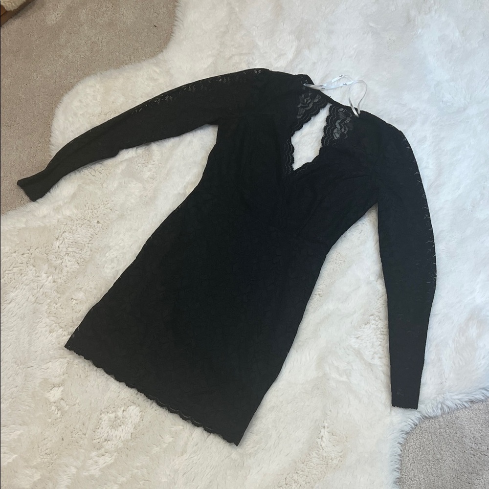 Lulu's Black Lace Mini Dress
